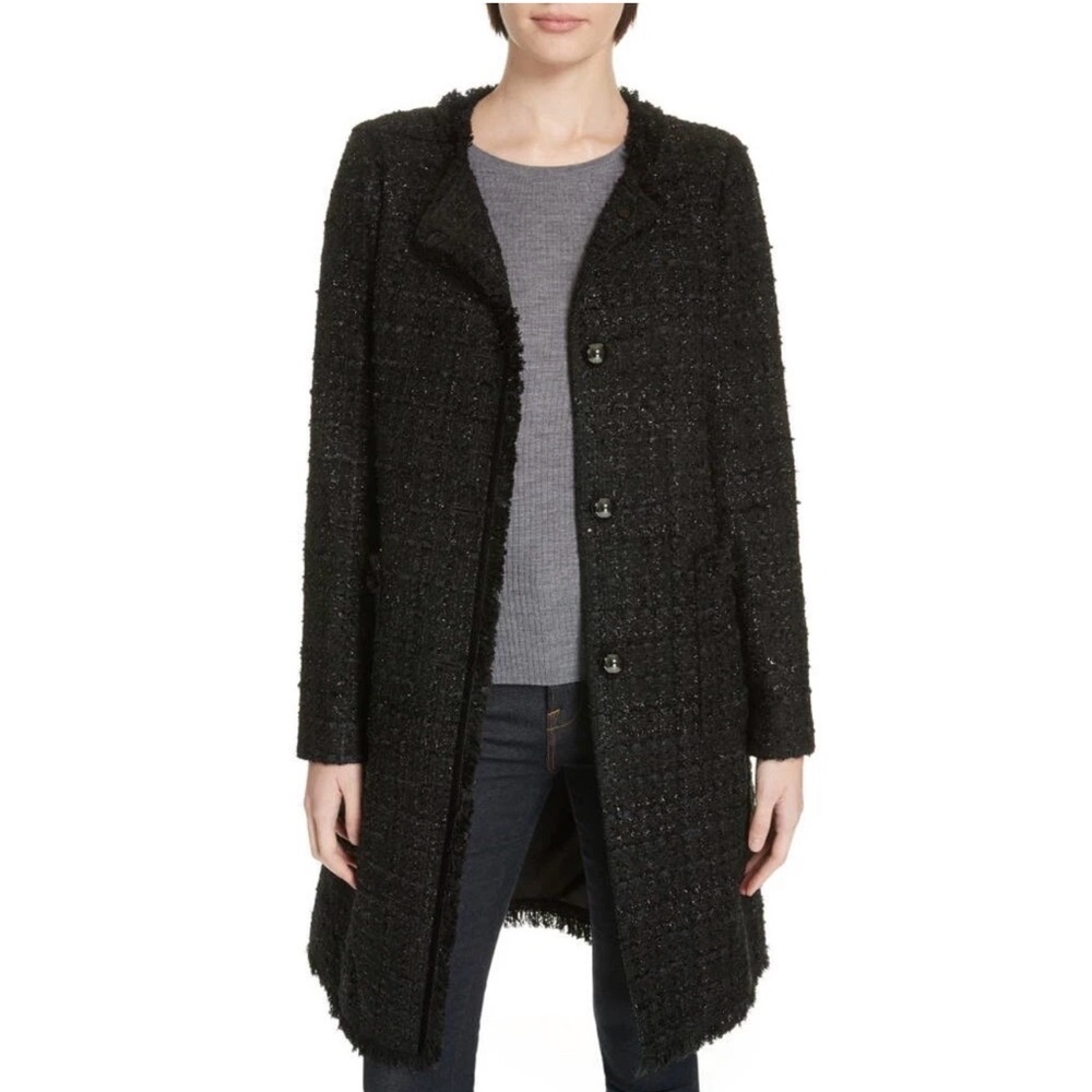 Kate Spade Black Tweed Trench Coat